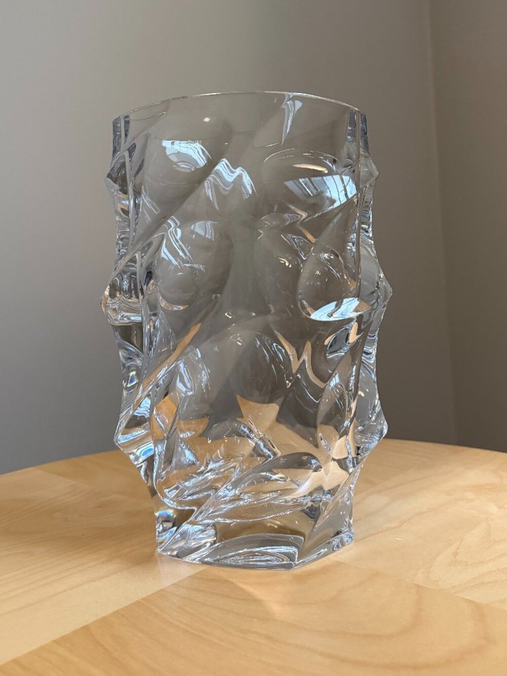 CALYPSO VASE 280 by Bohemia Jihlava 24% Lead Crystal Vase Brustalist Minimalist